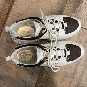 Michael Kors Cosmo Studded Leather and Logo Trainer